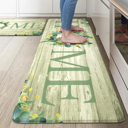 Miniatura 21 de KIMODE Alfombra Antifatiga para Cocina 2 Piezas, Alfombras de Cocina Impermeables y Antideslizantes, Alfombra de Cocina de Estilo Rústico para Piso