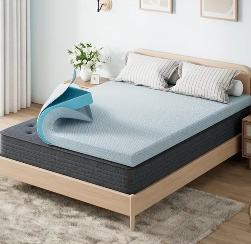 Miniatura 26 de OhGeni - Cubrecolchón de espuma viscoelástica de 2 pulgadas con funda, funda de cama suave con base antideslizante, mejorado con gel refrescante