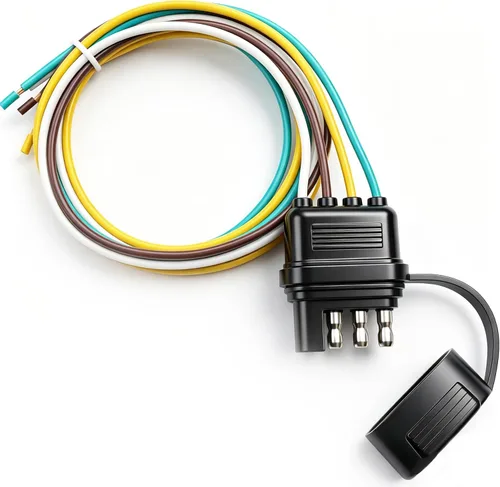 Miniatura 8 de Arnés de cableado de remolque plano de 5 vías y 5 puntas de 22 pulgadas, cable de extensión de conector macho de 5 pines, arnés de cableado de luz