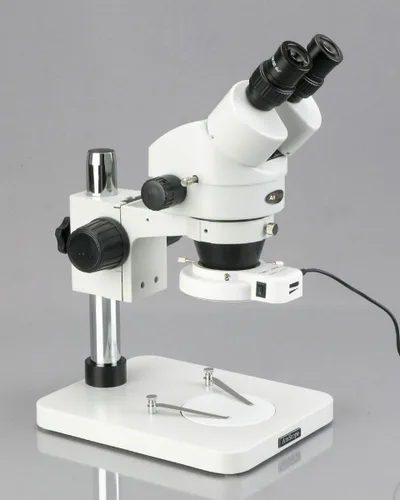 Miniatura 3 de AmScope SM-1BS-64S Microscopio de zoom estéreo binocular profesional, ocular WH10x, aumento 7X-45X, objetivo de zoom 0.7X-4.5X, anillo de luz LED