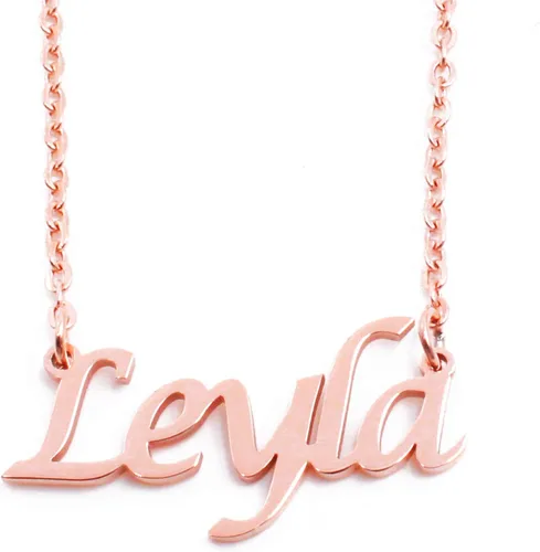 Kigu Leyla Collar con nombre chapado en oro rosa de 18 quilates, collar delicado personalizado Regalo de joyería para mujeres, novia, madre,