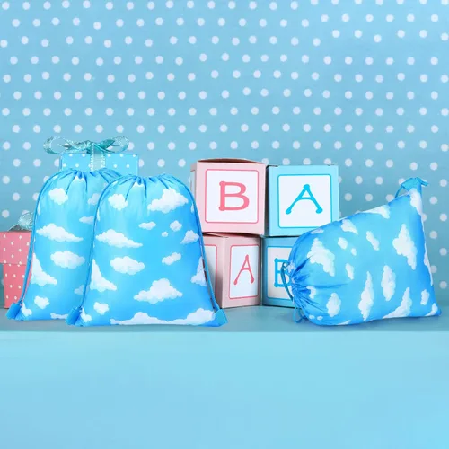 Miniatura 5 de Capoda 16 bolsas de mochila con cordón de nubes blancas y cielo azul, nubes azules, bolsas de regalo, envoltura de regalo de historias de dibujos