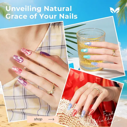 Miniatura 3 de Morovan Juego de esmalte de uñas degradado: esmalte de uñas de perlas de primavera y verano, esmalte de uñas rosa, azul, morado, secado rápido