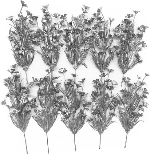 Miniatura 23 de CATTREE Plantas artificiales para decoración de Navidad, hierba de plástico dorado, hojas falsas, arbustos de simulación para interiores y Hojas