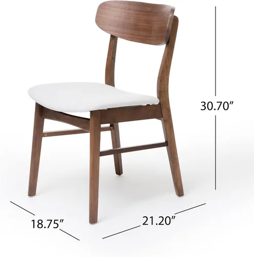 Miniatura 3 de Christopher Knight Home Lucious - Sillas de comedor con acabado de tela y nogal, juego de 2 piezas, color beige claro