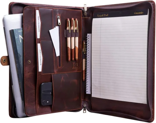 Miniatura 11 de Portafolio de cuero personalizado para hombres, regalos grabados para el día del padre para el marido de parte de la esposa, regalos de cuero Marrón