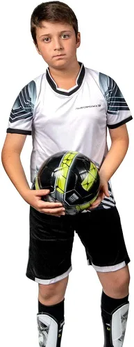 Miniatura 3 de PAIRFORMANCE Camisetas de fútbol para niños, uniforme de entrenamiento de equipo deportivo de 6 a 12 años, conjunto de camisetas y pantalones cortos