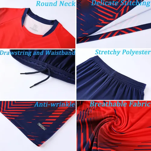 Miniatura 4 de Camisetas de fútbol personalizadas para niños, uniformes de fútbol para hombres, conjunto de camiseta y pantalones cortos con número de nombre
