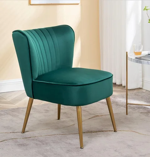 Miniatura 14 de Container Furniture Direct Silla moderna de terciopelo para sala de estar, dormitorio o entrada, diseño elegante y cómodo sin brazos con patas