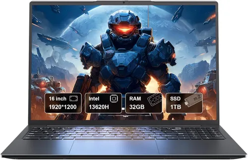 KurieTim Laptop FHD de 16 pulgadas para empresas: Intel i7-13620H (10C/16T, hasta 4.9GHz), 32 GB de RAM, 1 TB NVMe SSD Windows 11 Pro, portátiles