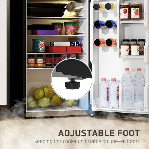 Miniatura 9 de HOMCOM Mini refrigerador de 4 pies cúbicos con congelador, refrigerador compacto de doble puerta con termostato ajustable, estante y puerta