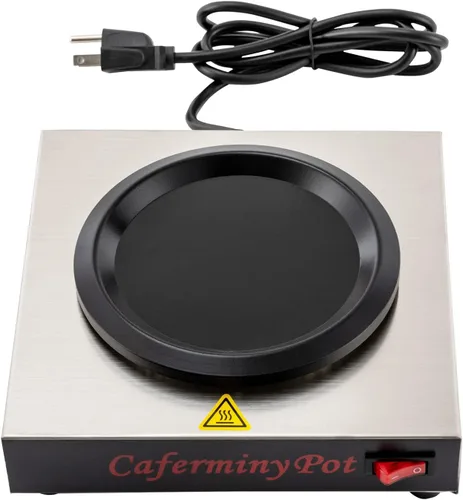Calentador de café de un solo quemador, plato calentador de decantador de 110 V, calentador portátil de acero inoxidable para decantador de vidrio