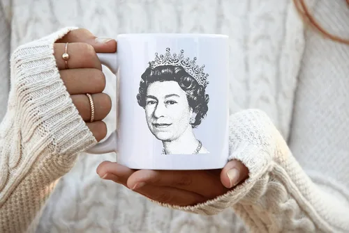 Miniatura 3 de Taza de retrato con ilustración de icono de reina Isabel II, taza de reina Isabel, taza de coronación, taza de coronación, taza de su majestad real