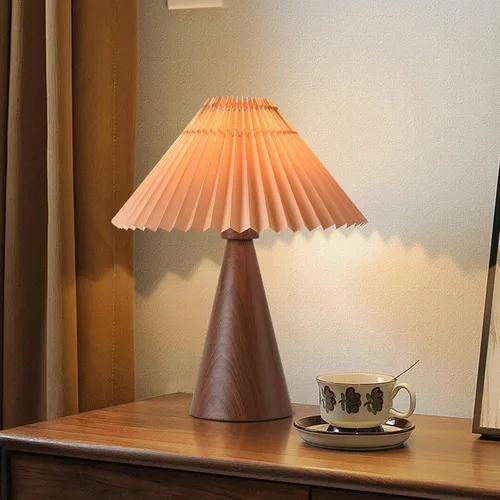 Miniatura 9 de Ziqqeelam Lámpara de Mesa Pequeña Dorada, Lámpara de Mesa Linda, Lámpara de Mesa Plisada, Lámparas de Dormitorio de Latón Dorado para Mesita