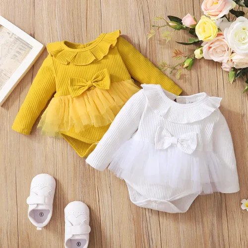 Miniatura 21 de OPAWO Vestido de bebé recién nacido, vestido de verano sin mangas, enterizo con cuello halter, vestido de tul de una pieza, 0-18 meses