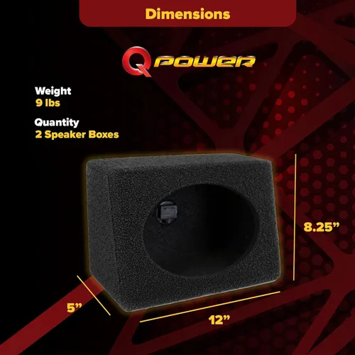 Miniatura 3 de Q Power Caja de altavoces de 6 x 9 pulgadas Recinto de audio con acabado duradero de spray de revestimiento de cama negro con conectores de copa