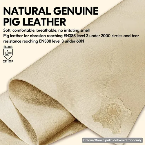 Miniatura 7 de Vgo... 1 par de guantes de trabajo de seguridad de cuero de piel de cerdo con forro para 32℉ o superior, cálidos para invierno frío, almacenamiento