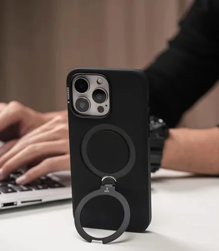Miniatura 9 de TORRAS Funda de silicona líquida para iPhone 16 Pro con anillo magnético giratorio de 360 grados y control de cámara, compatible con MagSafe, Funda