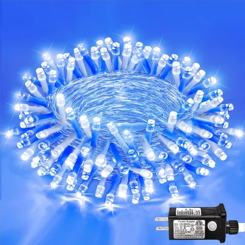 Miniatura 13 de Guirnalda de 120 luces LED rojas impermeables para exteriores, luces de Navidad rojas de 40 pies, 8 modos, cable transparente, guirnalda de luces