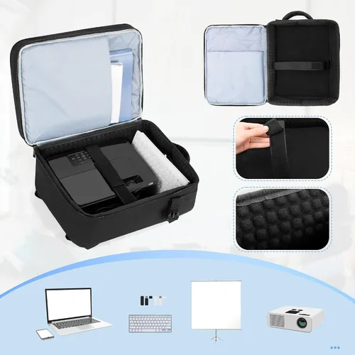 Miniatura 2 de LUXJA Mochila para proyector con funda para laptop de 15.6 pulgadas, bolsa para proyector con 2 compartimentos grandes