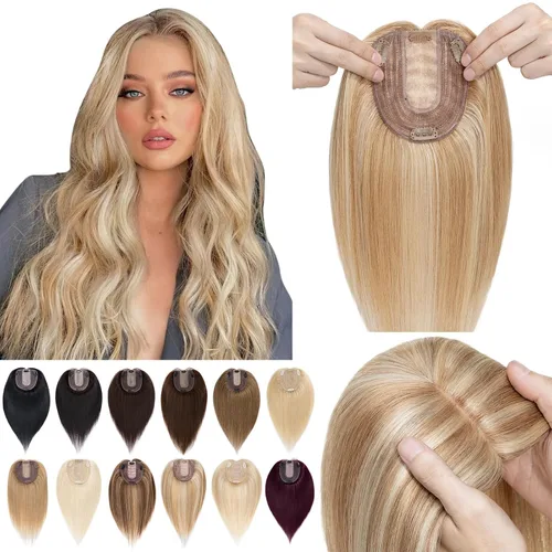 Miniatura 12 de SEGO Peluquín para mujeres, cabello humano real sin flequillo, 130% de densidad, base de seda de 10 * 12 cm, cabello Remy con clip, piezas