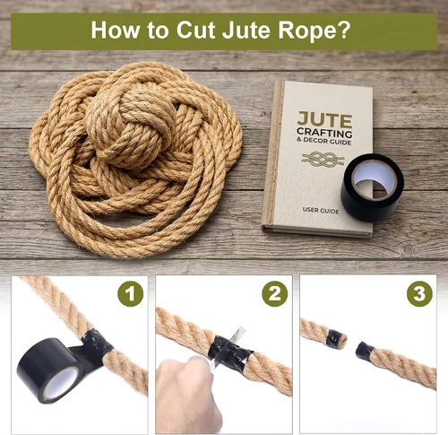 Miniatura 5 de Cuerda de yute natural, 1/2 pulgada x 50 pies, cuerda de cáñamo gruesa para postes rascadores de gatos, columpios de cama, jardinería, decoraciones