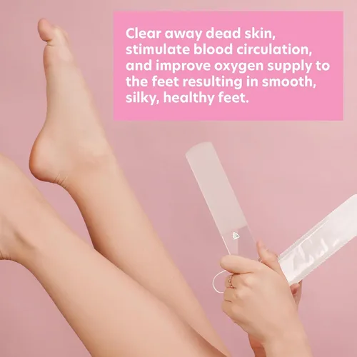 Miniatura 5 de Bona Fide Beauty Lima de Pies de Cristal Checo con Funda Protectora, Raspador de Pies de Doble Cara de Alta Calidad, Raspador de Pies con Cordón