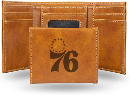 Miniatura 55 de NBA Rico Industries - Billetera triple grabada con láser y tres pliegues, accesorio para hombre Negro