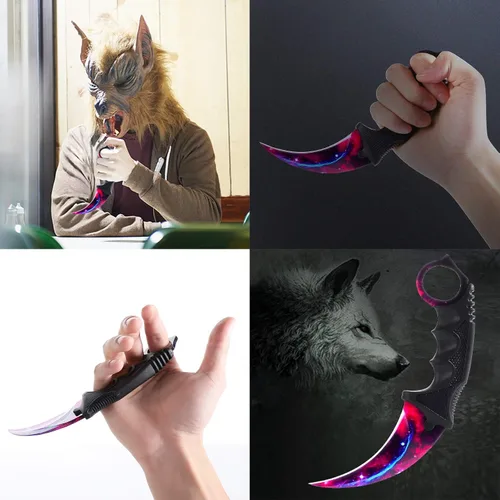Miniatura 7 de TOPOINT KZ03-22 - Paquete de 2 cuchillos Land Karambit CS, cuchillo de hoja fija con funda y cordón KZ03-22 (verde y cielo estrellado)