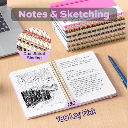 Miniatura 2 de deli Purple Lined Spiral Journal Notebook, 160 Pages, A5 (5.5"x8") Hardcover Writing Notebook, College Ruled Spiral Bound Journal for Women & Men