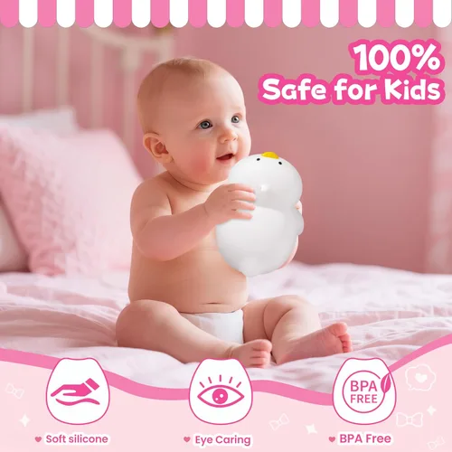 Miniatura 4 de Luz nocturna para niños, luz nocturna LED de silicona regulable recargable con 7 colores, lámpara de noche para guardería de bebé, lámpara táctil