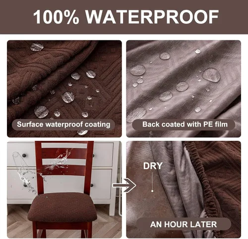 Miniatura 3 de Genina Fundas impermeables de asiento para silla de comedor, fundas elásticas para sillas de comedor, fundas protectoras para silla de comedor