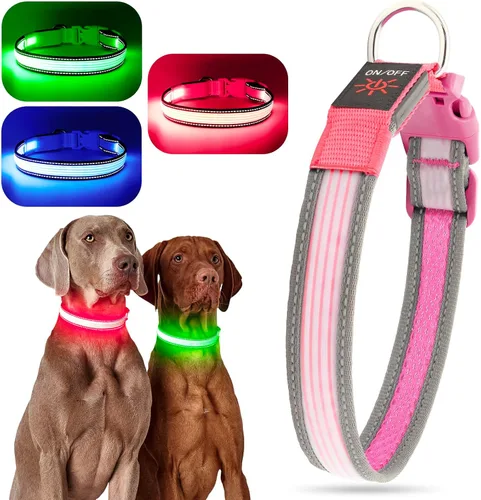 Miniatura 2 de YFbrite Collar de Perro LED Completamente Ajustable, Collares de Perro Iluminados Completamente, Collar de Perro Reflectante con Luz que Brilla