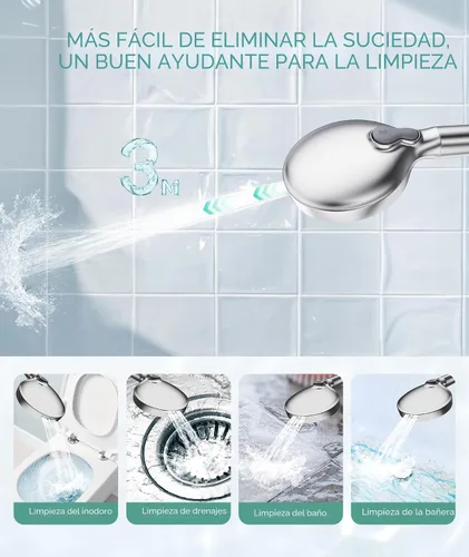 Miniatura 5 de SR SUN RISE Cabezal de ducha filtrado con mango de alta presión, 9 modos de rociado, cabezal de ducha desmontable, filtros suavizadores de agua