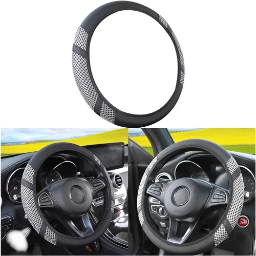 Miniatura 6 de Funda de volante de coche elástica de Zipelo, cubierta de volante de cuero transpirable para vehículo, protector antideslizante para volante