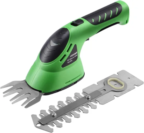 Lichamp CGS-3602 CGS-3602 - Cortadora de setos eléctrica de mano 2 en 1 con batería recargable para jardín y césped, CGS-3602 Verde