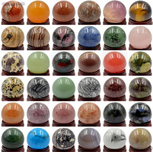Miniatura 2 de AD Beads Bola redonda de armonía con piedras preciosas naturales, esfera curativa de cristal, masaje, roca de 20 ~ 1.969 in