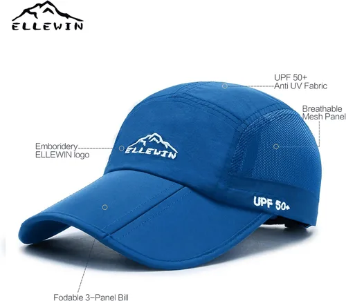 Miniatura 33 de ELLEWIN Gorra de béisbol unisex UPF 50 sin estructura, con pico grande y plegable