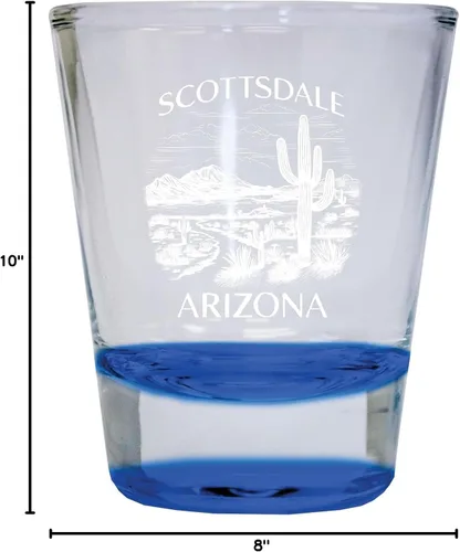 Miniatura 3 de Scottsdale Arizona Souvenir - Vaso de chupito grabado de 1.5 onzas, color azul, paquete de 2