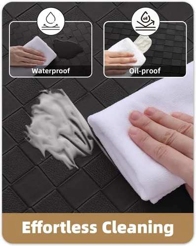 Miniatura 5 de Color&Geometry Tapetes acolchados antifatiga para cocina, 17 x 71 pulgadas, alfombra de pasillo largo antideslizante impermeable, alfombrilla Negro