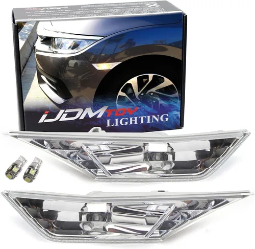 Miniatura 13 de (2) Luces iJDMTOY con señalización lateral clara JDM, izquierda o derecha, para Honda Civic Sedan/Coupe 2016, décima