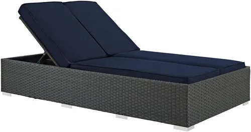 Miniatura 6 de Modway Sojourn - Tumbona doble de mimbre para patio al aire libre, color beige chocolate