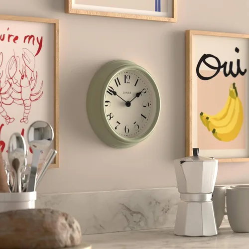Miniatura 4 de JONES CLOCKS® Frieze - Reloj de pared, pequeño y elegante, clásico, redondo, 9.1 in, verde salvia, bonito diseño, ideal para la cocina, sala
