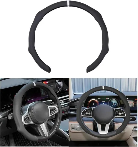 Osilly Funda para volante de automóvil, funda protectora para volante de vehículo de cuero antideslizante de 15 pulgadas, accesorios cómodos de