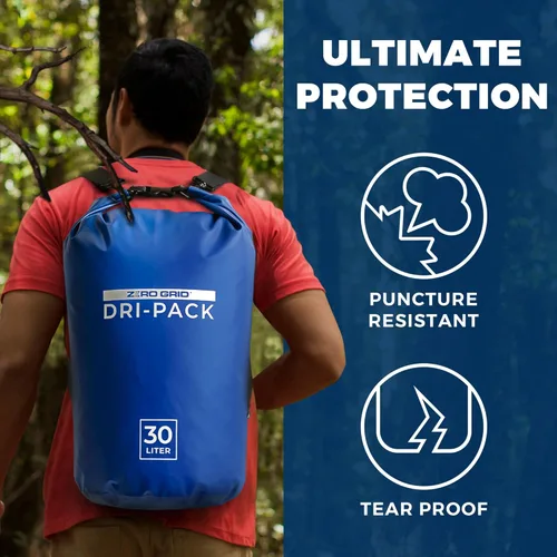 Miniatura 3 de Zero Grid Bolsa seca impermeable – La bolsa de secado flotante se mantiene seca tamaños de 10L/20L/30L/40L para mochileros, kayak, canotaje, Azul
