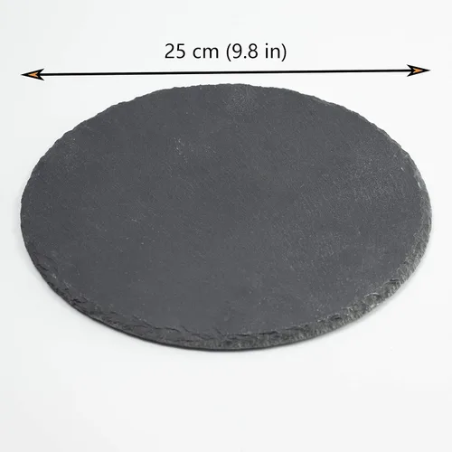 Miniatura 2 de 4 tablas de queso de pizarra, bandeja de charcutería de 9.8 in (9.8 pulgadas) con borde natural, platos de sushi estilo roca de piedra negra