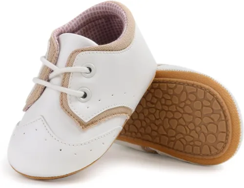 Miniatura 4 de SOFMUO Zapatos deportivos de piel sintética para bebés, niños y niñas, con suela de goma suave, mocasines Oxford para recién nacidos