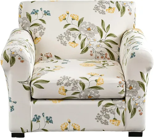 Miniatura 19 de KRFOONN - Fundas elásticas de 4 piezas para sillón y sofá, funda con estampado y 3 fundas independientes para cojines de asiento, lavables, Color01