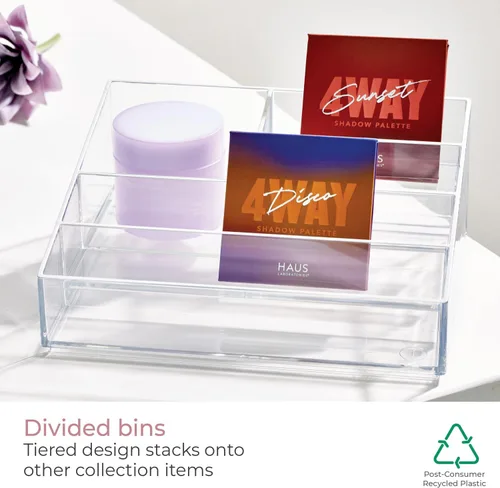 Miniatura 3 de iDesign The Sarah Tanno Collection - Organizador de cosméticos y esmaltes de uñas de plástico, 5 compartimentos, transparente