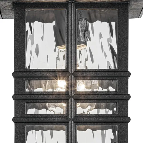 Miniatura 5 de Kichler Beacon 49829BKT - Lámpara de pared cuadrada de 12 pulgadas para exteriores con cristal martillado transparente en negro texturizado
